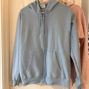 SOLD Baby Blue Full-zip hoodie 💙 Size S, Hanes